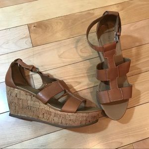 Franco Sarto Brown Leather Wedges 7.5 Falco Y2K